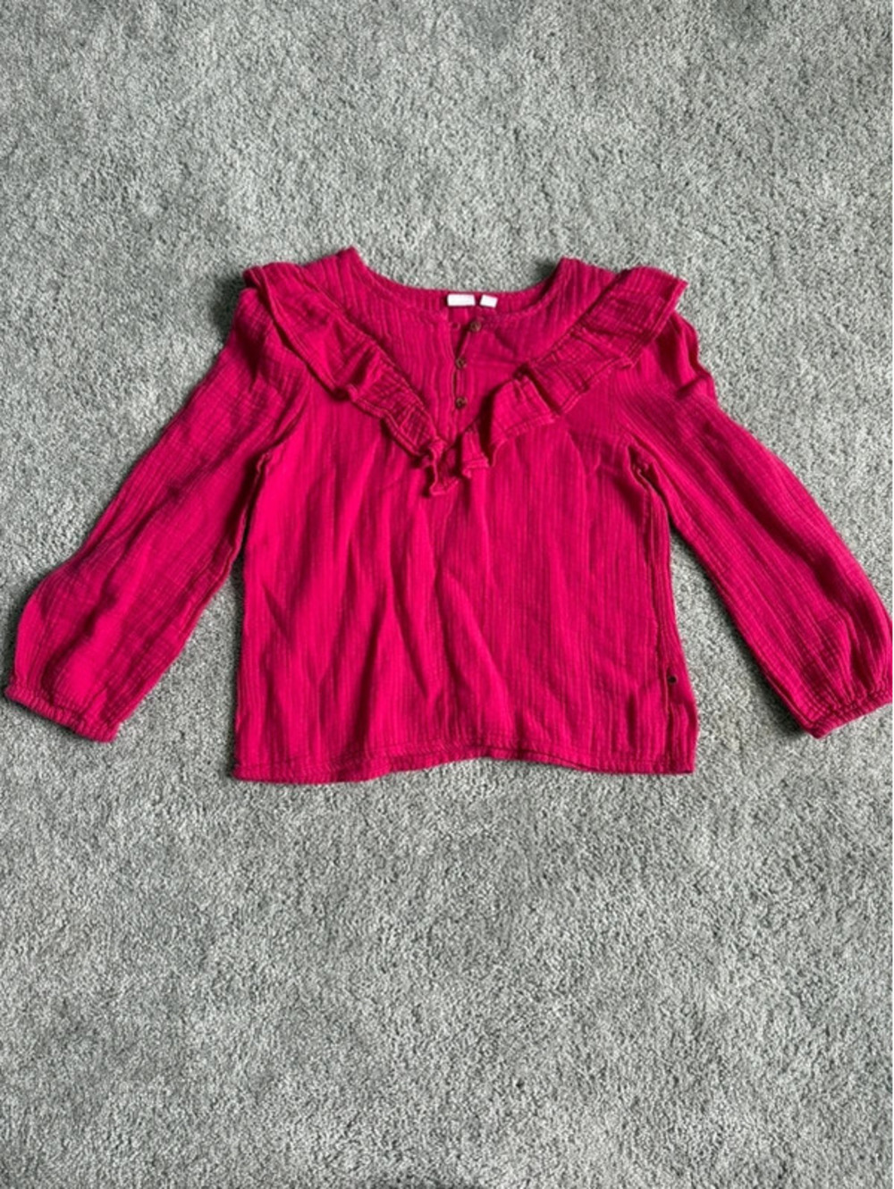 Gap Kids Ruffle Gauze Top Size Large Pink Long Sleeve Boho Blouse GUC